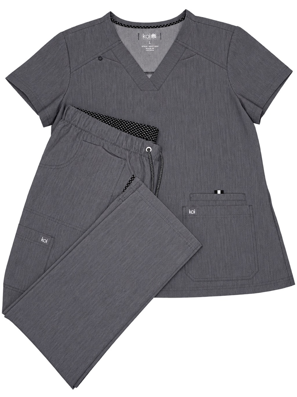 koi Women's Pajama Set in Charcoal Gray